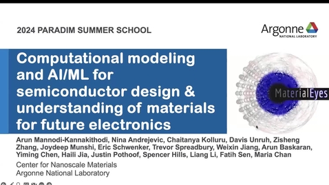 Thumbnail for 	 Computational modeling and AI/ML for semiconductor design &amp; understanding of materials for future electronics (MariaChan)