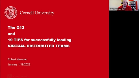 Thumbnail for Leading Effectively in a Virtual Workplace Lunch and Learn Session featuring Robert Newman