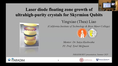 Thumbnail for 2025 PARADIM REU Final Presentations (Yingxiao &quot;Thea&quot;  Liao )