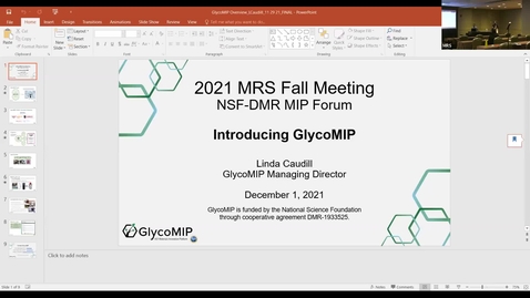 Thumbnail for entry GlycoMIP INTRO 2021 MRS conference MIP Forum (AM session) 