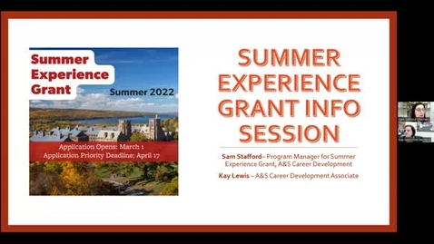 Thumbnail for entry Summer Experience Grant 2022 Information Session