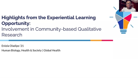 Thumbnail for Highlights from the Experiential Learning Opportunity: Involvement in Community-based Qualitative Research - Eniola Oladipo