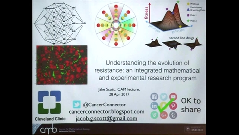 Thumbnail for CAM Colloquium, 2017-04-28, Jacob Scott: Understanding the evolution of resistance: a comprehensive and integrated mathematical and experimental research