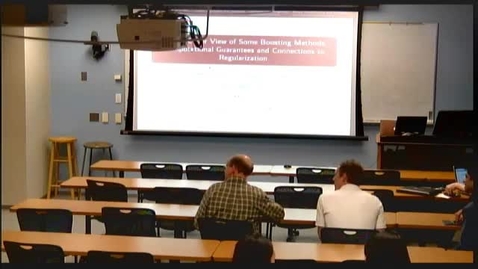Thumbnail for ORIE Colloquium on 3/25/2014 - Rob Freund: A First-Order View of Some Boosting Methods: Computational Guarantees and Connections to Regularization
