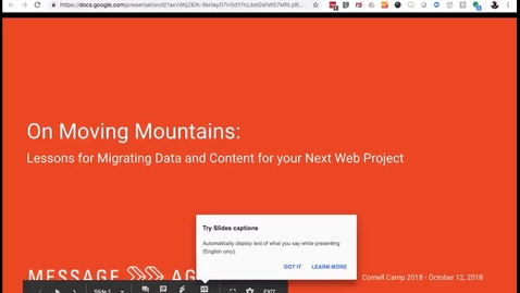 Thumbnail for DrupalCamp 2018: On Moving Mountains:  Lessons for Migrating Data and Content for Your Next Drupal Project