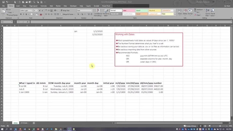 Thumbnail for entry Excel Working With Dates
