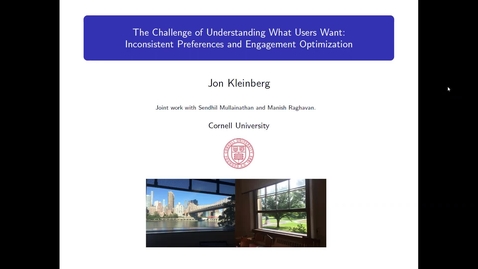 Thumbnail for Stochastic Networks Conference 2022 - Jon Kleinberg Edit