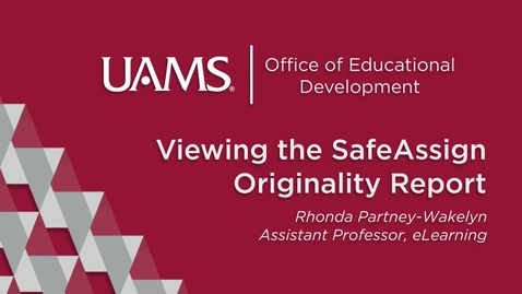 Thumbnail for Viewing the SafeAssign Originality Report