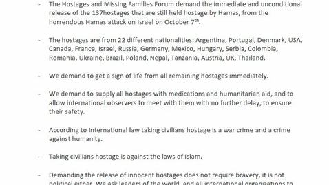 Thumbnail for 23.12.4 Hostages and Missing Families Forum - Key Messages