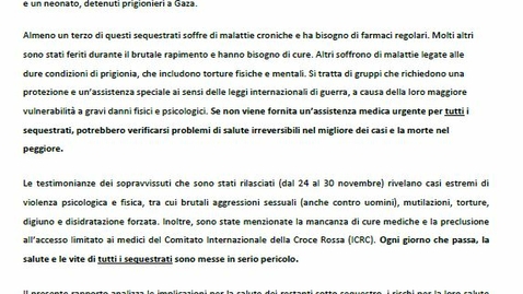 Thumbnail for Preoccupazioni urgenti sulla salute per tutti i sequestrati a Gaza tre mesi fa