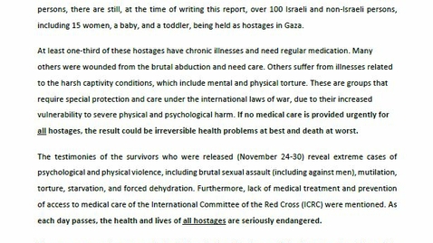 Thumbnail for Medical Report on the hostages three months
