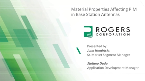 Thumbnail for Material Properties Affecting PIM in Base Station Antennas