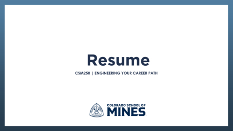 Thumbnail for CSM250 | Resume