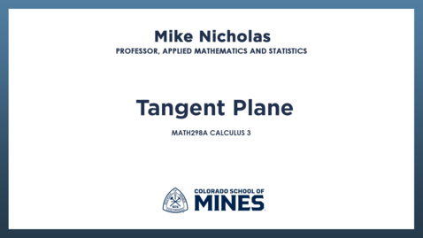 Thumbnail for MATH298A | Tangent Plane