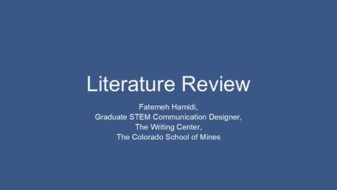 Thumbnail for Writing Center | Literature Review