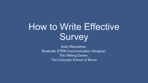 Thumbnail for How to Write Effective Survey - Writing Center