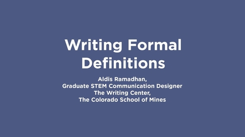 Thumbnail for Writing Center | Writing Formal Definitions