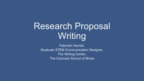 Thumbnail for Writing Center | Research Proposal Writing