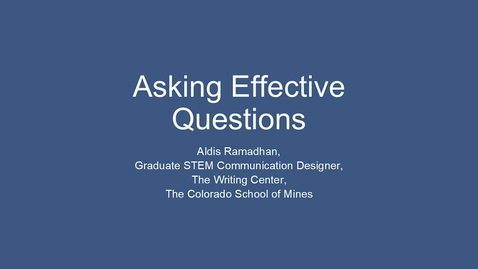 Thumbnail for Writing Center | Asking Effective Questions