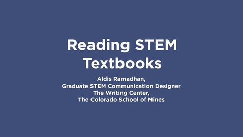 Thumbnail for Writing Center | Reading STEM Textbooks