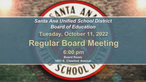Thumbnail for Regular Board Meeting October 11, 2022