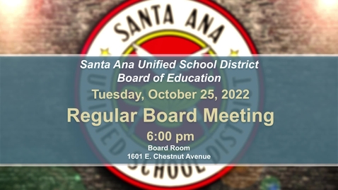Thumbnail for Regular Board Meeting October 25, 2022