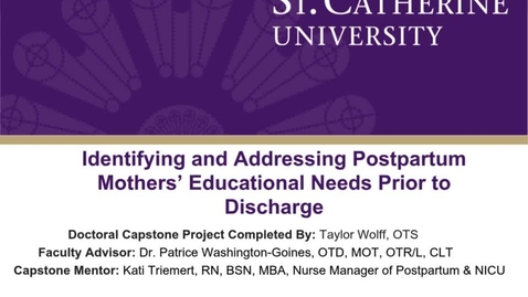 Thumbnail for Identifying and Addressing Postpartum Mothers' Educational Needs Prior to Discharge