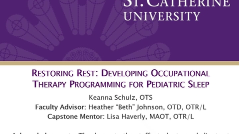 Thumbnail for Restoring Rest: Developing Occupational Therapy Programming for Pediatric Sleep