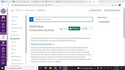 Thumbnail for OTA1140 - Heather Beth Johnson - SOAP Note Corrections Assignment