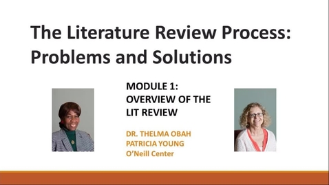 Thumbnail for Module 1 Overview of the Lit Review - CC