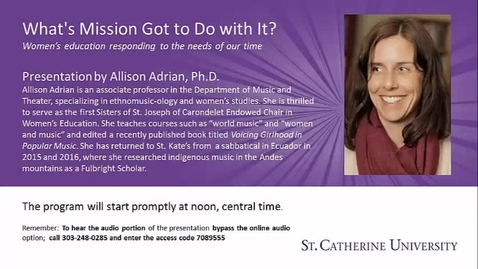 Thumbnail for Allison Adrian - Womens education responding to the needs of our time - CC