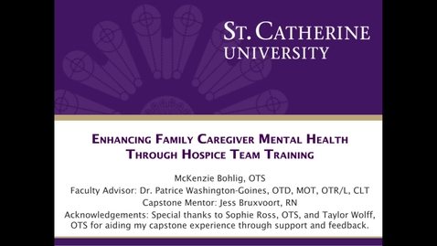 Thumbnail for Enhancing Family Caregiver Mental Health Through Hospice Team Training
