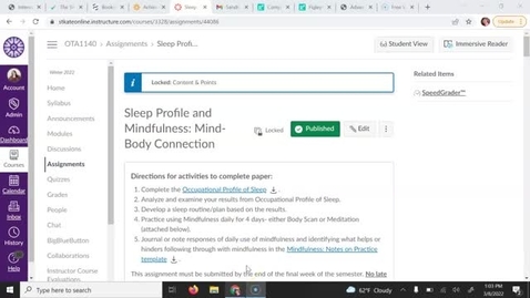 Thumbnail for OTA1140 - Heather Beth Johnson - Sleep Profile and Mindfulness assignment