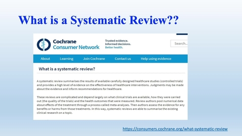 Thumbnail for entry School of Medicine: Systematic Review and Meta-Analysis