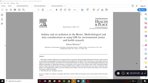 Thumbnail for entry Demo of Asthma and Air Pollution in the Bronx Lab replicating some of Prof. Mantaay's research