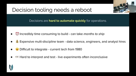 Thumbnail for entry Decisions as Code: Systems Thinking, Optimization, and Computer Science - Carolyn Mooney, nextmv, 10/19/2021 