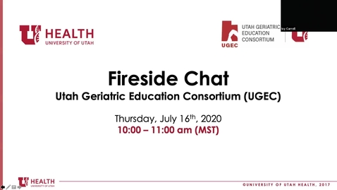 Thumbnail for Fireside Chat- Rosemary Quatrale &quot;Creative Interventions to Reduce Social Isolation for People with Dementia and Their Caregivers&quot;