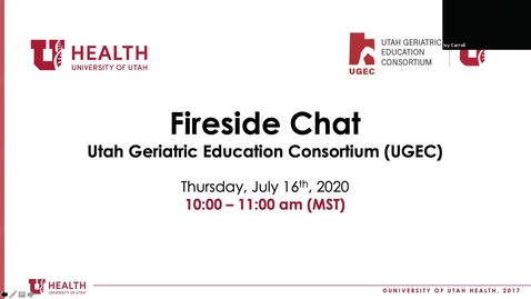 Thumbnail for entry Fireside Chat- Rosemary Quatrale &quot;Creative Interventions to Reduce Social Isolation for People with Dementia and Their Caregivers&quot;