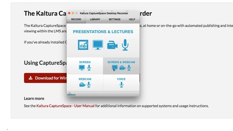 Thumbnail for Record a Webcam &amp; Screen Capture Video to your Canvas My Media