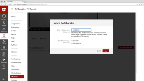Thumbnail for Add Collaborators to your Video in Canvas My Media