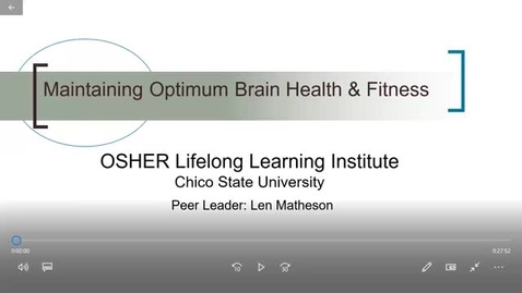 Thumbnail for Optimum Brain Health &amp; Fitness, No. 4: Exercise and Nutrition