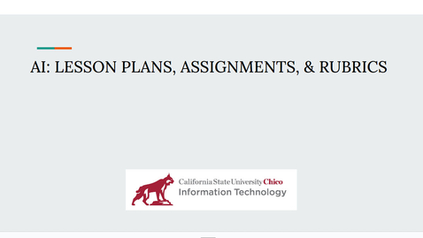 Thumbnail for AI - Lesson Plans, Assignments, &amp; Rubrics