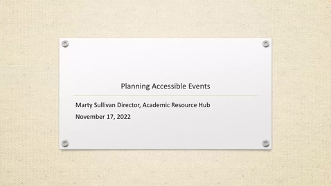 Thumbnail for entry Planning Accessible Events