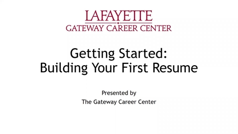 Thumbnail for entry Getting Started: Building Your First Resume