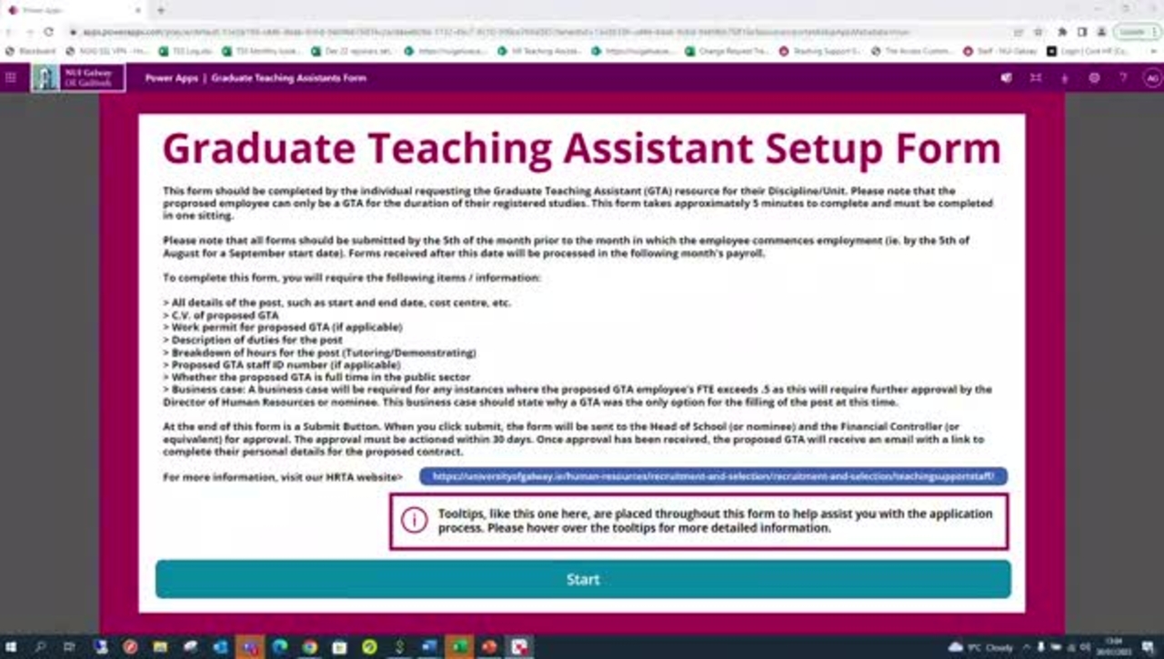 Online Graduate Teaching Assistant Set up form training video