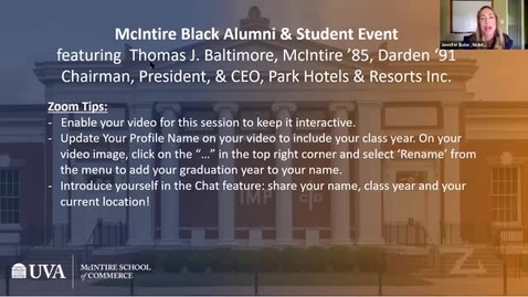 Thumbnail for entry A Conversation with Thomas J. Baltimore, Jr. (McIntire '85, Darden '91), Chairman, President, and CEO of Park Hotels &amp; Resorts Inc.