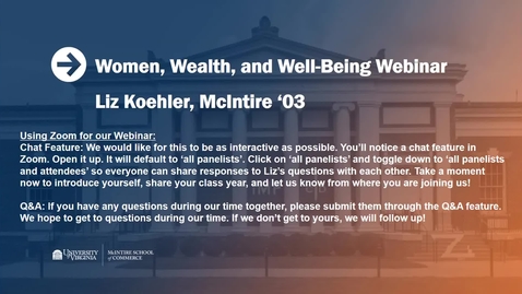 Thumbnail for entry Women, Wealth, and Well-Being with Liz Koehler (McIntire '03)