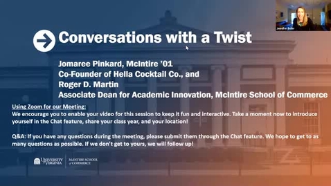 Thumbnail for entry McIntire Conversations with a Twist feat. Jomaree Pinkard (McIntire '01)