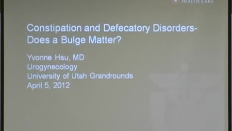 Thumbnail for Management of female defecatory dysfunction: Does a bulge matter?