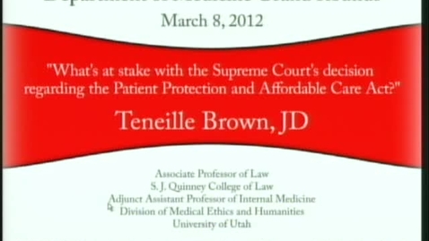 Thumbnail for 03/08/12 - Patient Protection and Affordable Care Act